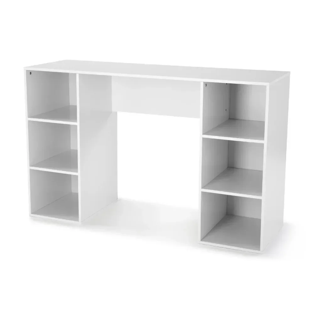 Study Desk Organizer 6-Cube Storage Computer Desk Office Desks White Table Gaming Room Writing Bedroom Furniture