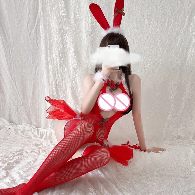 لوليتا فتاة أنيمي شبكة بيكيني الصدرية تنورة عالية الخصر تخزين الملابس الداخلية مجموعة