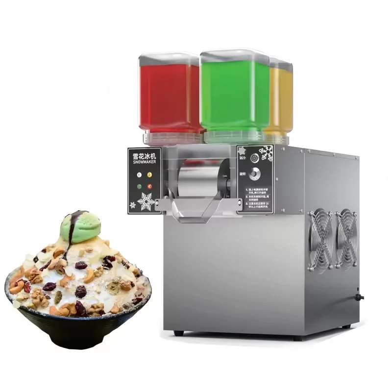 Ice Cream Making hine Snowflake hine 4 Barrels Rainbow Color Ice Shaver Maker Snow Cone hine Commercial