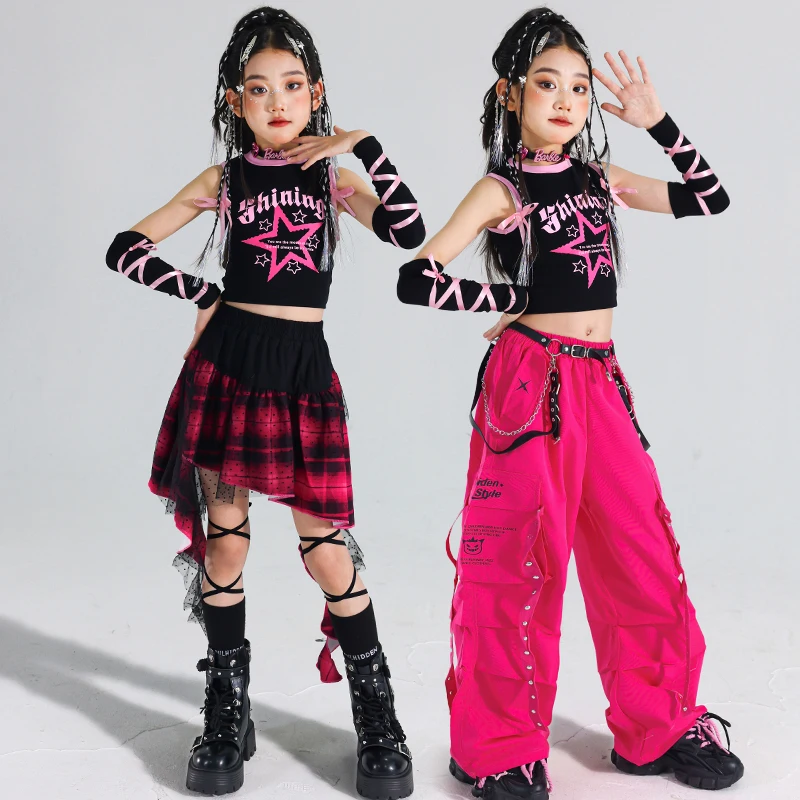 T-shirt Hip Hop pour adolescentes, gilet, pantalon Cargo, jupe, short de danse de rue, Costume de Jazz K-pop pour filles, ensembles de vêtements pour enfants, Streetwear pour enfants