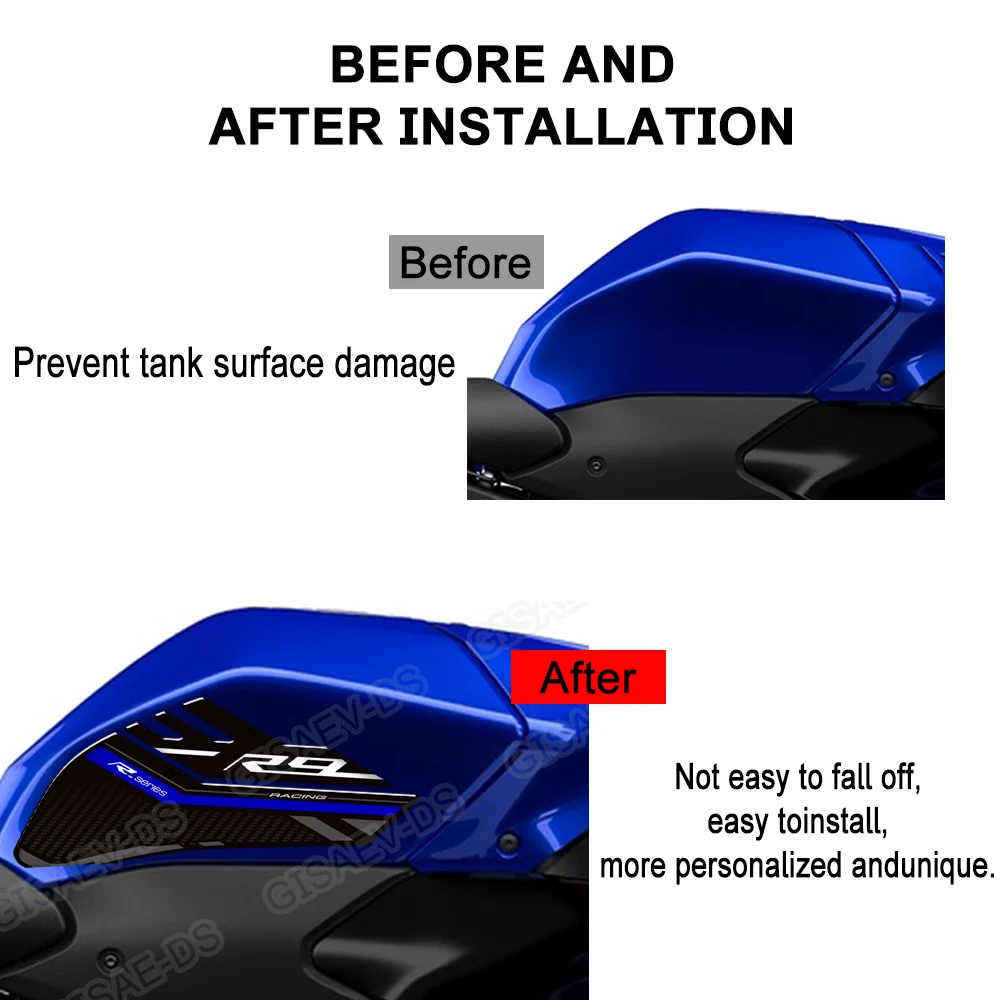 YZFR9 2025 オートバイ燃料タンクパッドステッカー 3D ニーグリップトラクション保護デカール 防水 ヤマハ YZF-R9 YZF R9 2026用