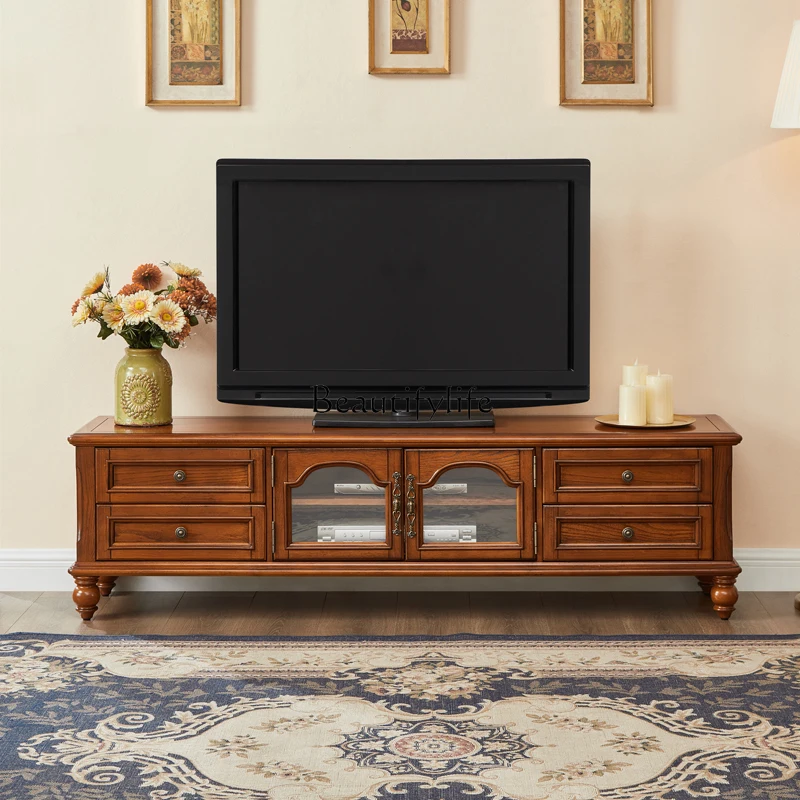 

Simple American Style Solid Wood TV Cabinet for Small Living Rooms Home Storage Cabinet
