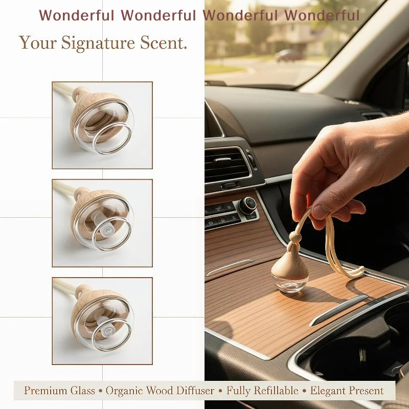 

Refillable Car Perfume Bottles 2Pcs Hanging Glass Diffuser for Essential Oils Aromatherapy for Vehicle or Office
