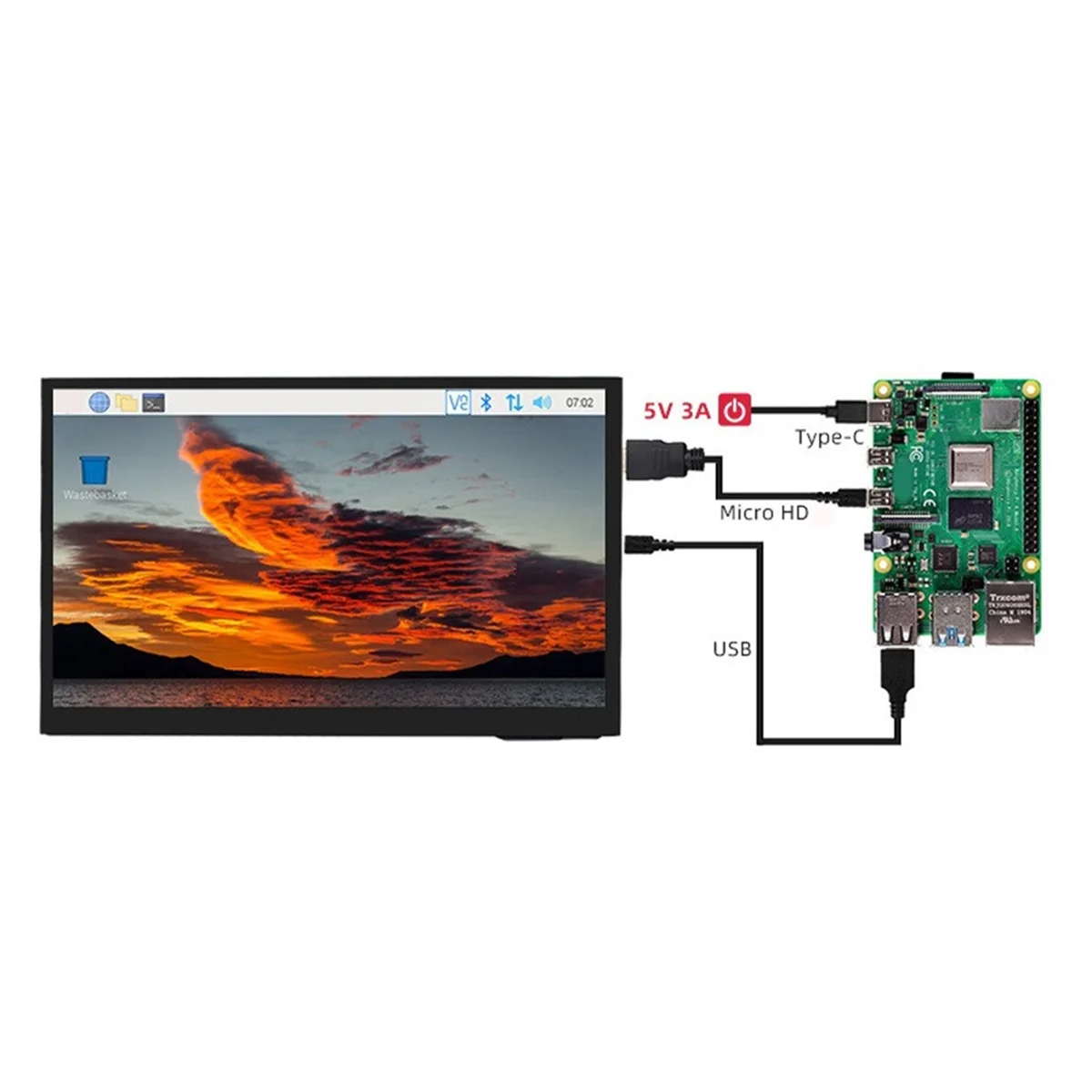 

B57A 10.1 Inch Touchscreen Monitor for Raspberry Pi 5/4B, IPS 1024x600, Dual Speakers, Compatible with Various Devices and OS