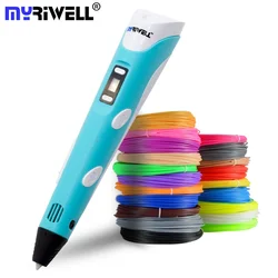 Myriwell-Stylo d'impression 3D avec écran LED, filament ABS de 100m, jouet créatif, cadeau pour enfants, conception de dessin, bricolage