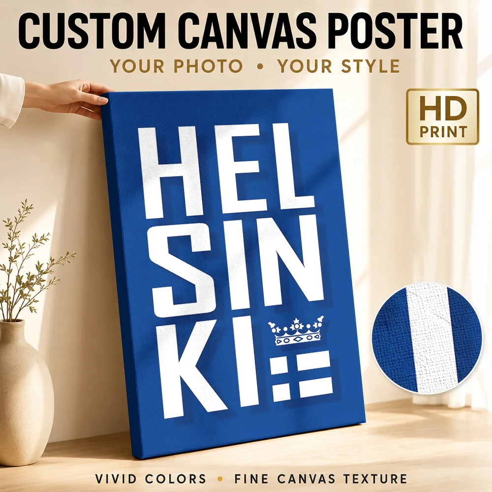 Helsinki Framed Canvas Print Poster Personalized Photo Modern Aesthetic Wall Paintings Decoration for Dining Room Ready to Hang