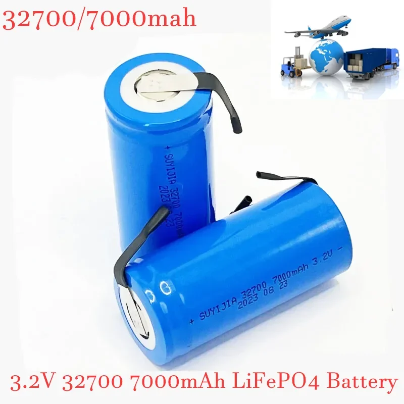 3.2V 32700 Lifepo4 Battery 7000mAh 35A Continuous Discharge 55A High Power Battery W/ DIY Nickel Sheets Rechargeable Bateria