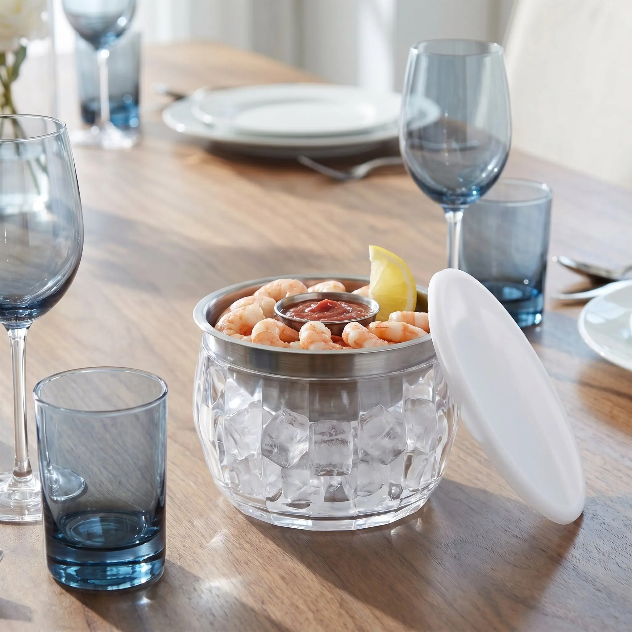 Chilled Dip Bowl Stainless Steel Double Layer Ice Base Cold Serving Dish for Salsa Hummus Pasta Fruit Salad Party Serving