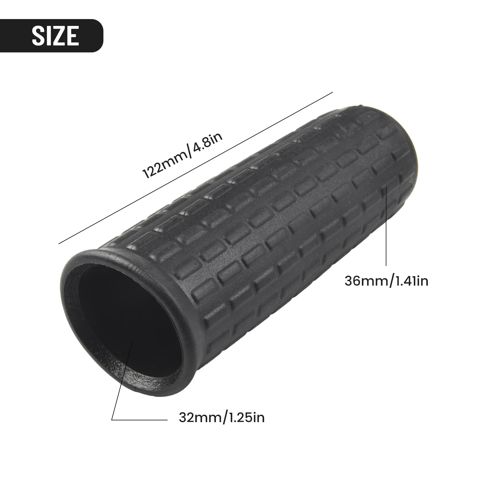 2 Pcs Anti-Slip Rubber Sleeve Cart Grips Handlebar Wheelbarrow Rubber Handles Round Tubes Black Replacement Handles