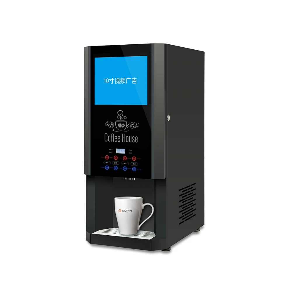 SUPIN 30SCW-L 13.2in Video Player Support Customization Fast Speed Dispensing Powder Vending Coffee Machine for Office and Home