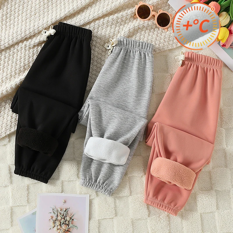 2/3-قطعة مجموعة من الخريف/الشتاء الأطفال سميكة الدافئة Sweatpants غير رسمية مع الصوف للبنين والبنات رياضة الجري سراويلي حريمي