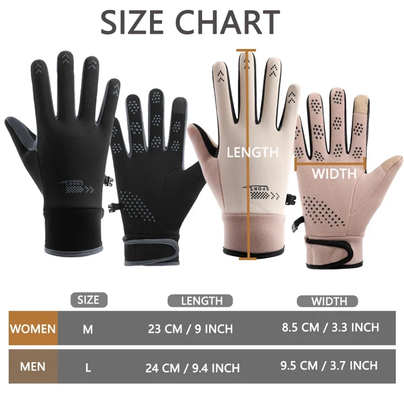 Casal inverno luvas quentes, tela sensível ao toque à prova de vento esportes pesca condução motocicleta esqui antiderrapante luvas de ciclismo quentes