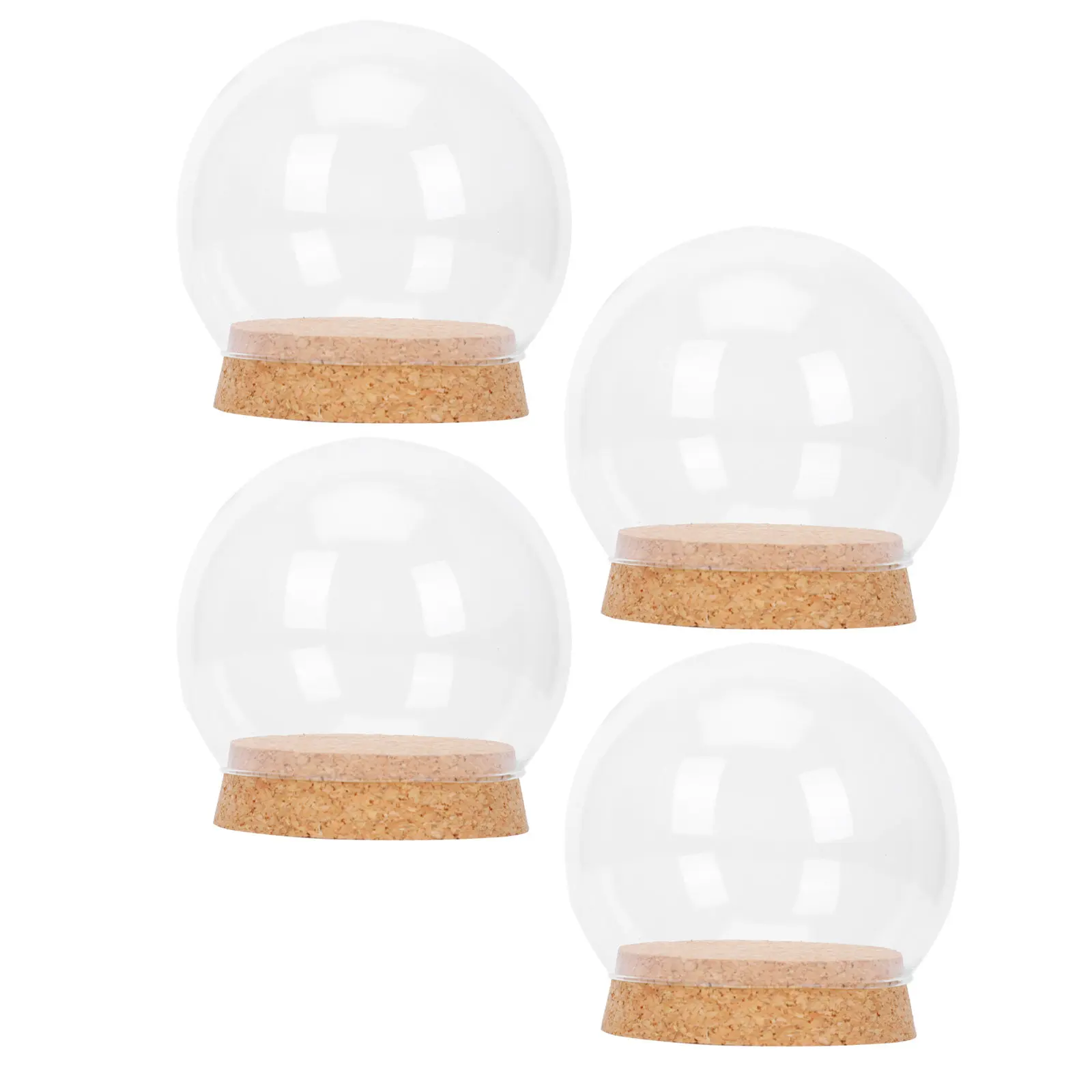 4Pcs Sturdy Thickened Base Glass Cover for Preserved Flowers Eco Friendly Transparent Display Dome Creative Home Decoration Gift