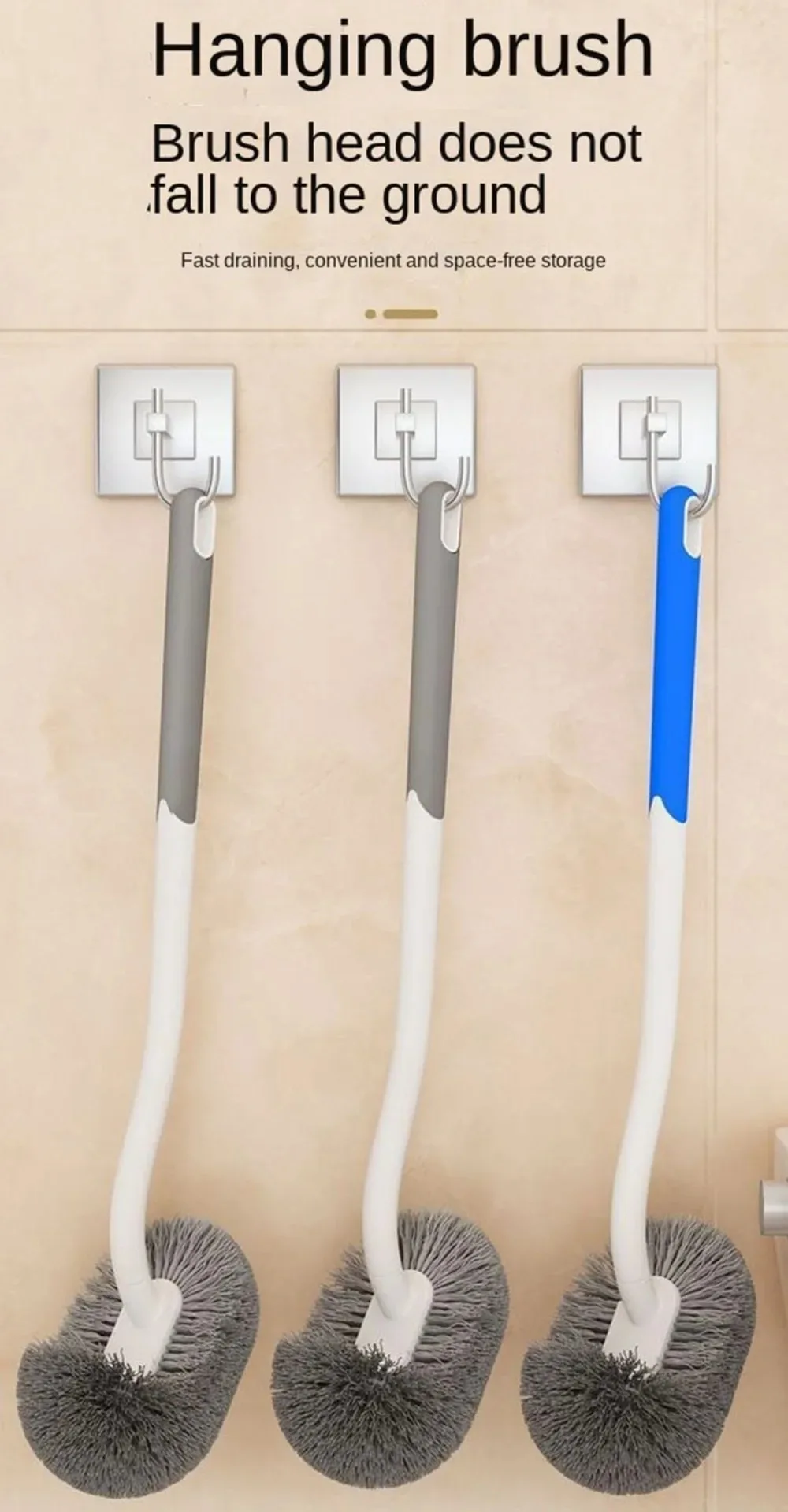 Wandmontierte S-förmige Toilettenbürste Ohne Tote Winkel Langstieliger Eckenreiniger Weiche Borsten Hock-Toilettenreinigungsbürste – Detail 2