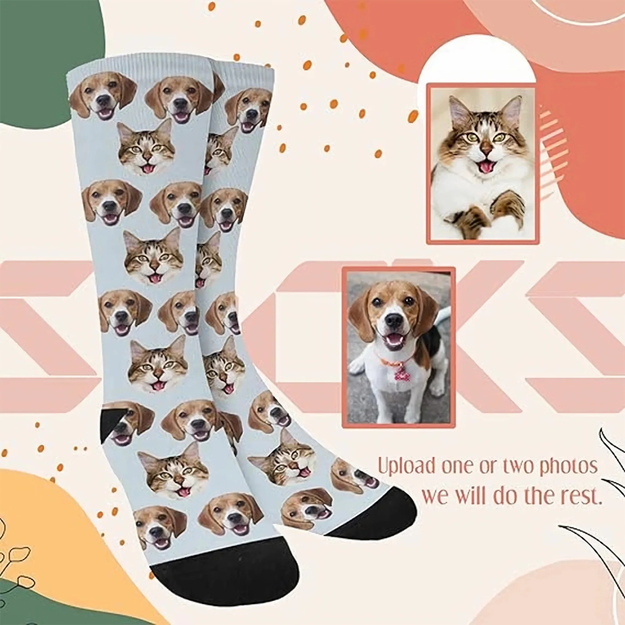 Maßgeschneiderte Socken mit Gesicht, personalisierte Fotos, Haustierbild-Socken, individuelle Socken, Geschenk, Ehefrau, Ehemann, individuelle Socken