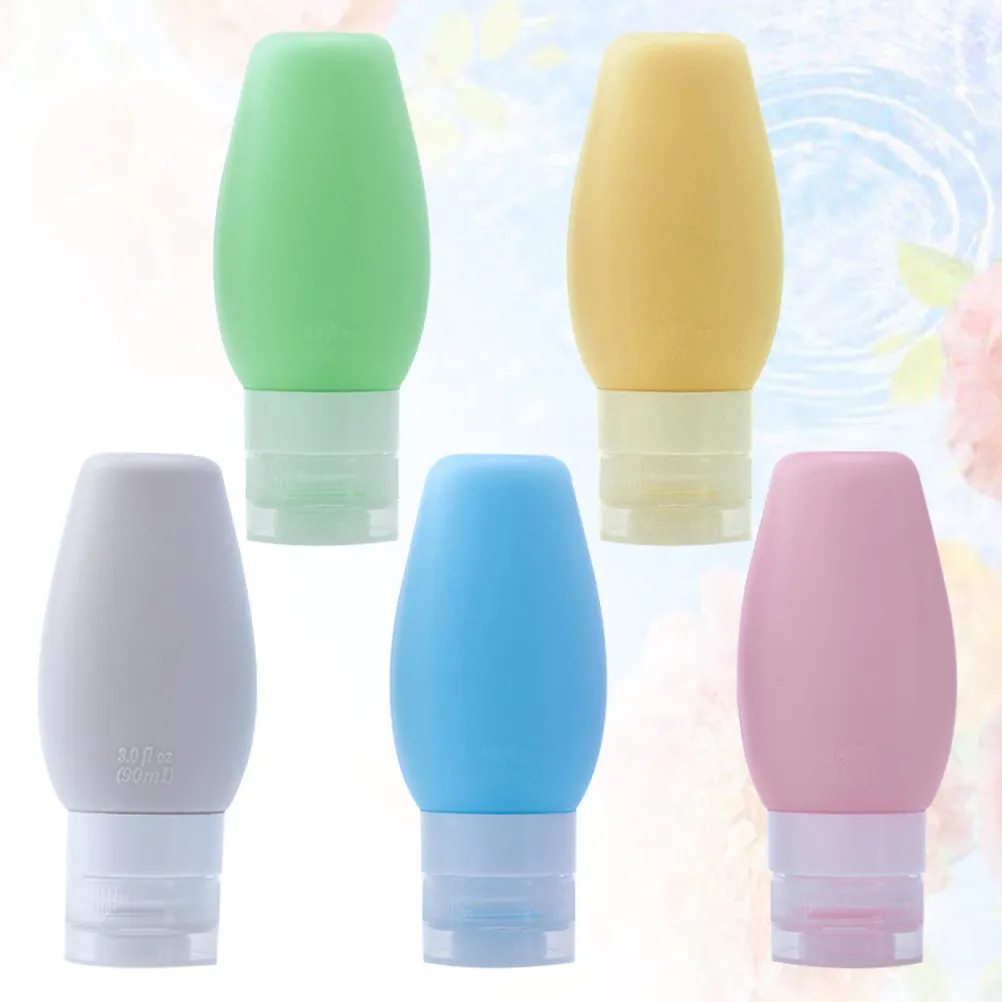 5pcs 90Ml Portable Silicone Travel Bottle Refillable Container For Lotion Cream Shampoo Dispenser Lightweight Essential