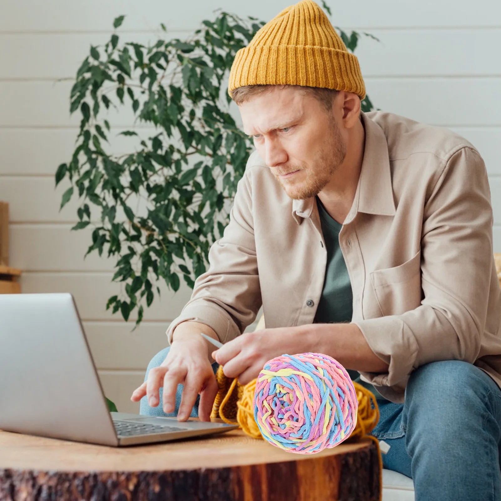 

1 Roll Ice Stripe Yarn Multi-Function Knitting Yarn Comfortable Household DIY Sewing Portable Crochet Supply Supple Knitting