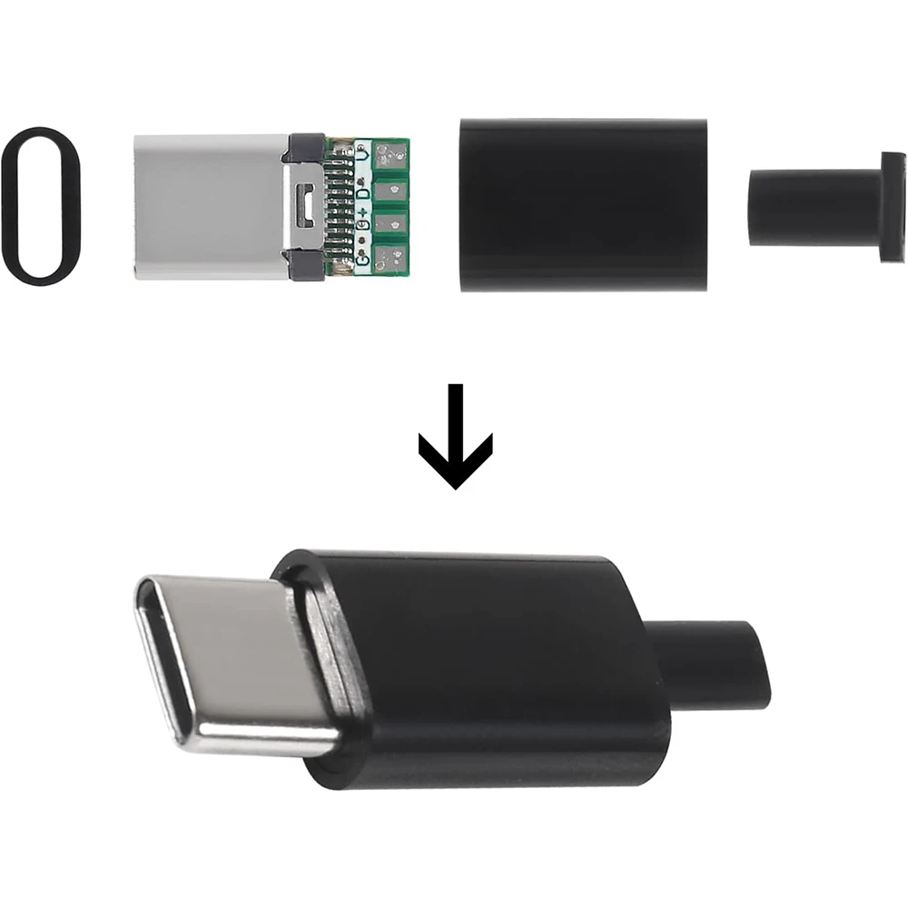 10 Pack USB C Connector USB 3.1 Male Plug Port Type C Connector for Cable Repair Solder Adapter with PCB Board