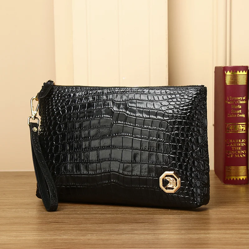 New European and American alligator belly hand bag real leather man business envelope bag man bag large volume handbag