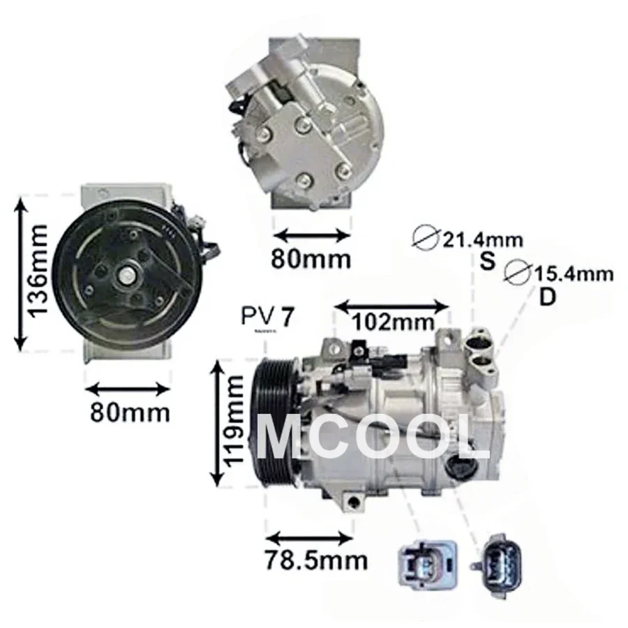 NEW A/C AC Air Conditioning Compressor Cooling Pump PV7 For Renault Laguna III BT0/1 2.0 8200717654 8200895057 813680