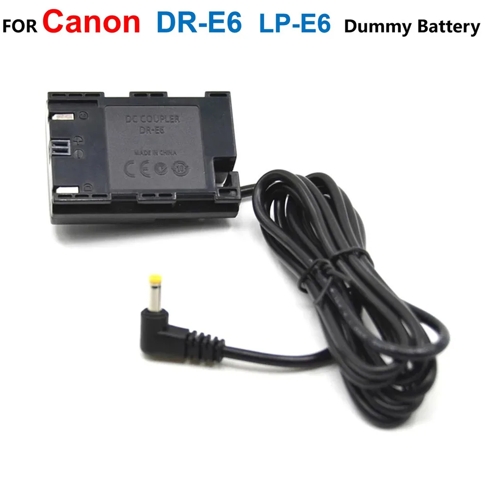 DR-E6 DC Coupler LP-E6 LPE6 Dummy Battery  DC 4.0x1.7mm To ACK-E6 For Canon EOS 5D Mark II III 5D2 5D3 6D 7D 60D 60Da 70D 80D