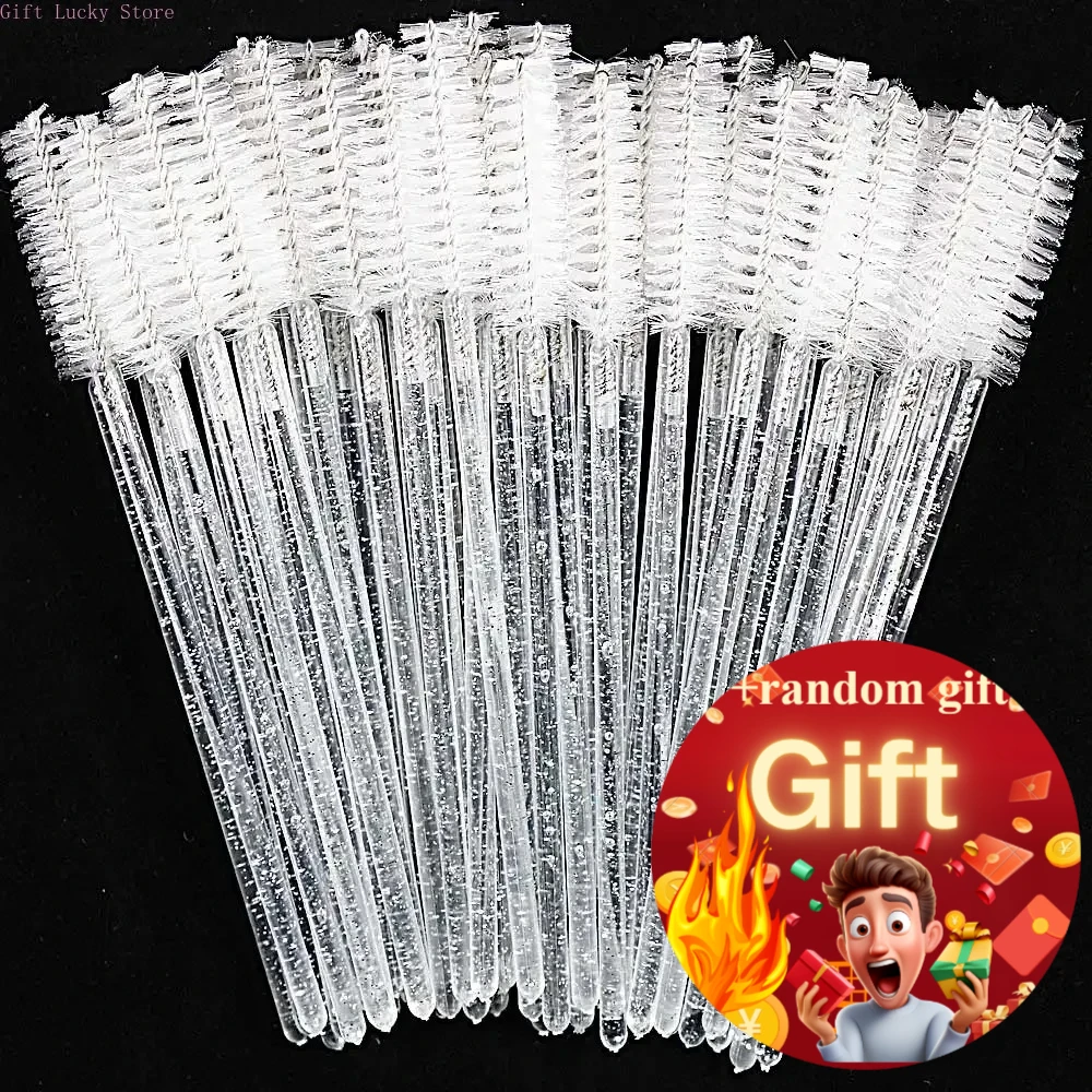 使い捨てクリスタルまつげブラシコーム 50 個まつげエクステンションマスカラワンドメイクアッププロフェッショナルメイクアップ美容ツール