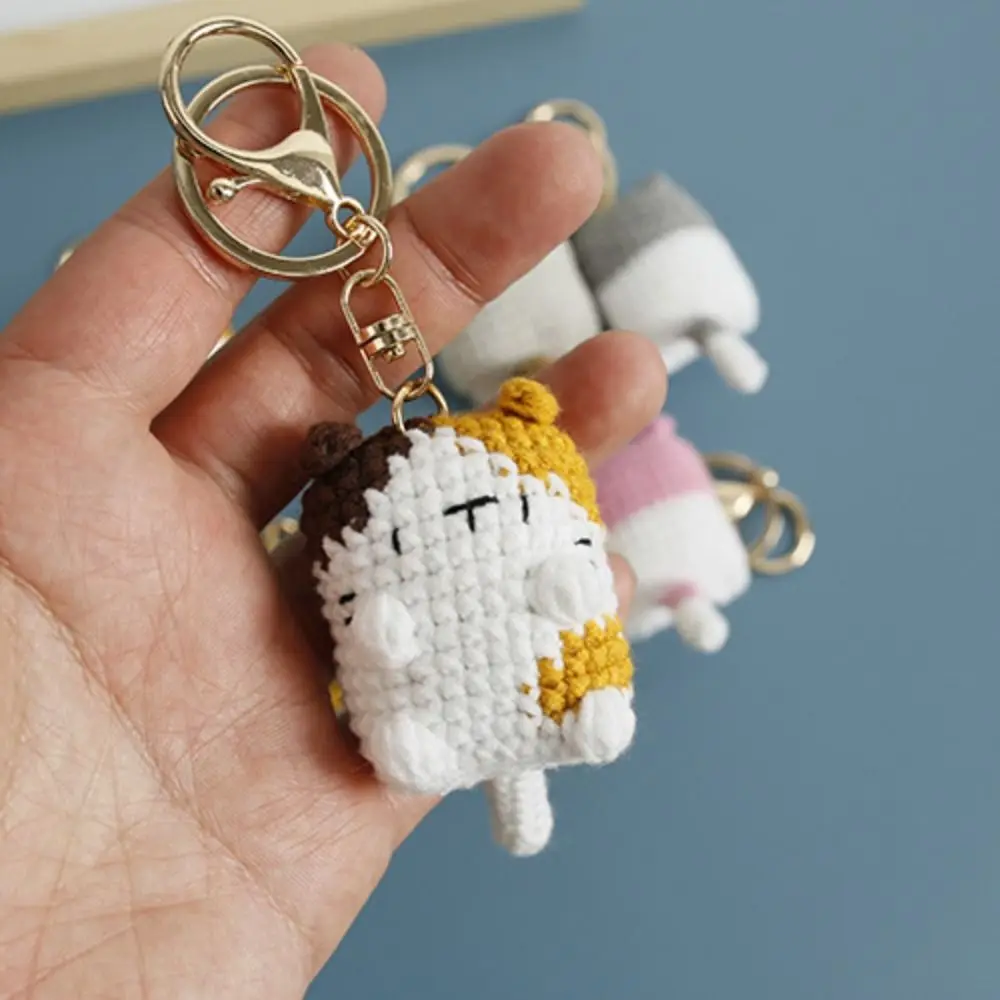 

Crochet Exposing Belly Cat Keychain Siamese Cat Calico Cat Cute Cat Keyring Exquisite Decoration Cute Animal Pendant Couple