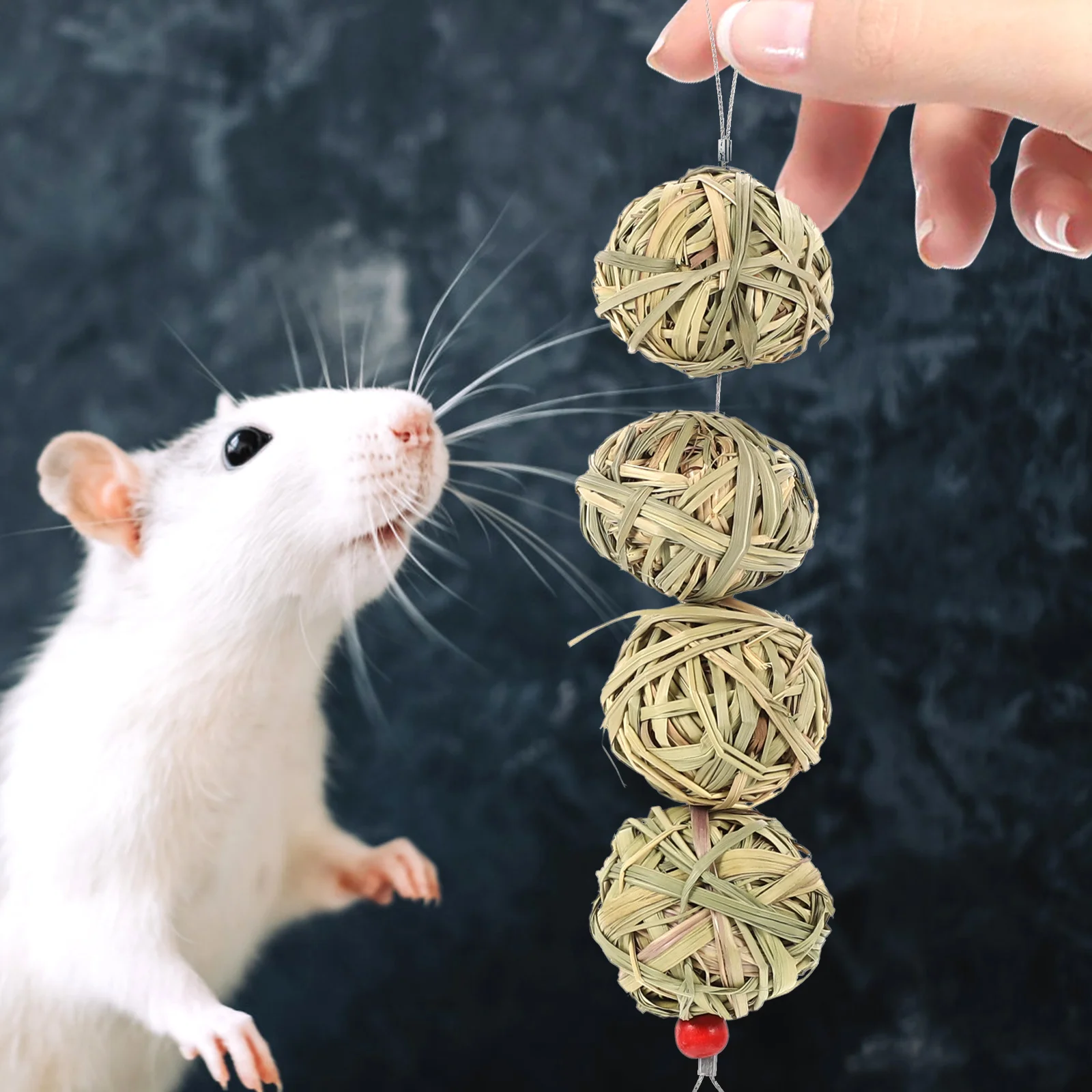 

2pcs Grass Ball Lantern String Comfort Chew Toys for Small Pets Durable Dental Care Fun Rabbit Hamster Guinea Pig Toys