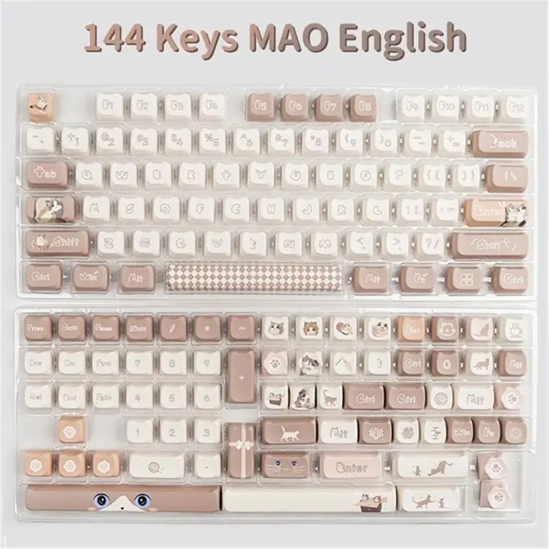 

140 Keys MAO Profile Keycaps Customized Cute Cat Head Theme PBT Thermal Sublimation Key Caps for Mechanical Keyboard MX Switch