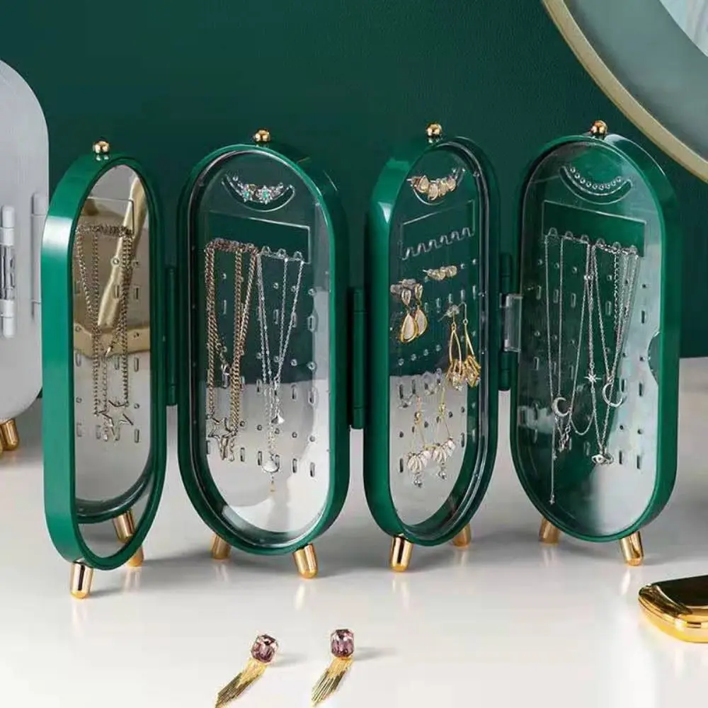 

Display Rack Jewelry Storage Box Exquisite Large Capacity Jewelry Boxes with Mirror Organizer Foldable Jewelry Rack Earrings