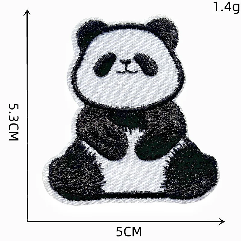 Cute Panda Bamboo Self-adhesive Embroidered Badge Patch for DIY T-shirt Backpack Hat Clothing Appliques Sticker