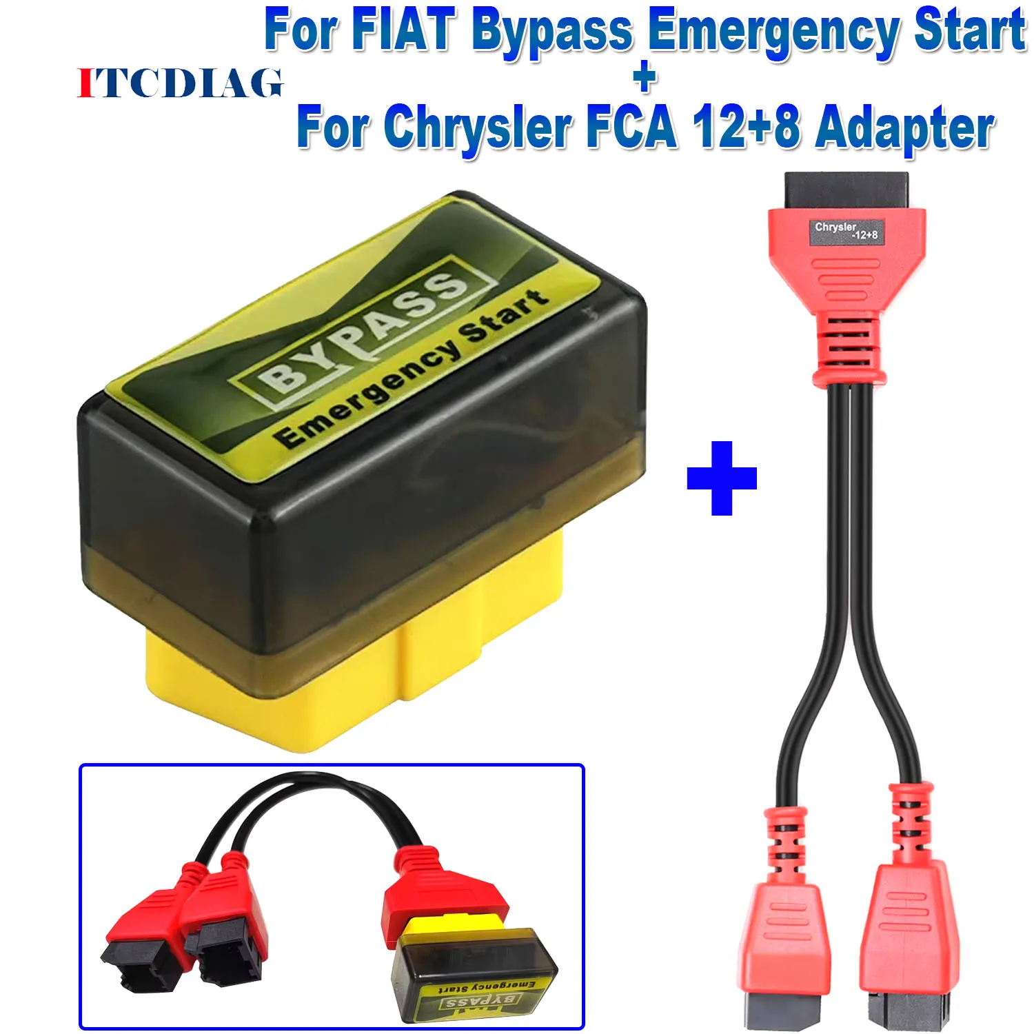 For Fiat Bypass Emergency Start Device + For Chrysler 12+8 Adapter For FCA Vehicle Fit Xhorse Launch Autel MS906S 908S MS906BT