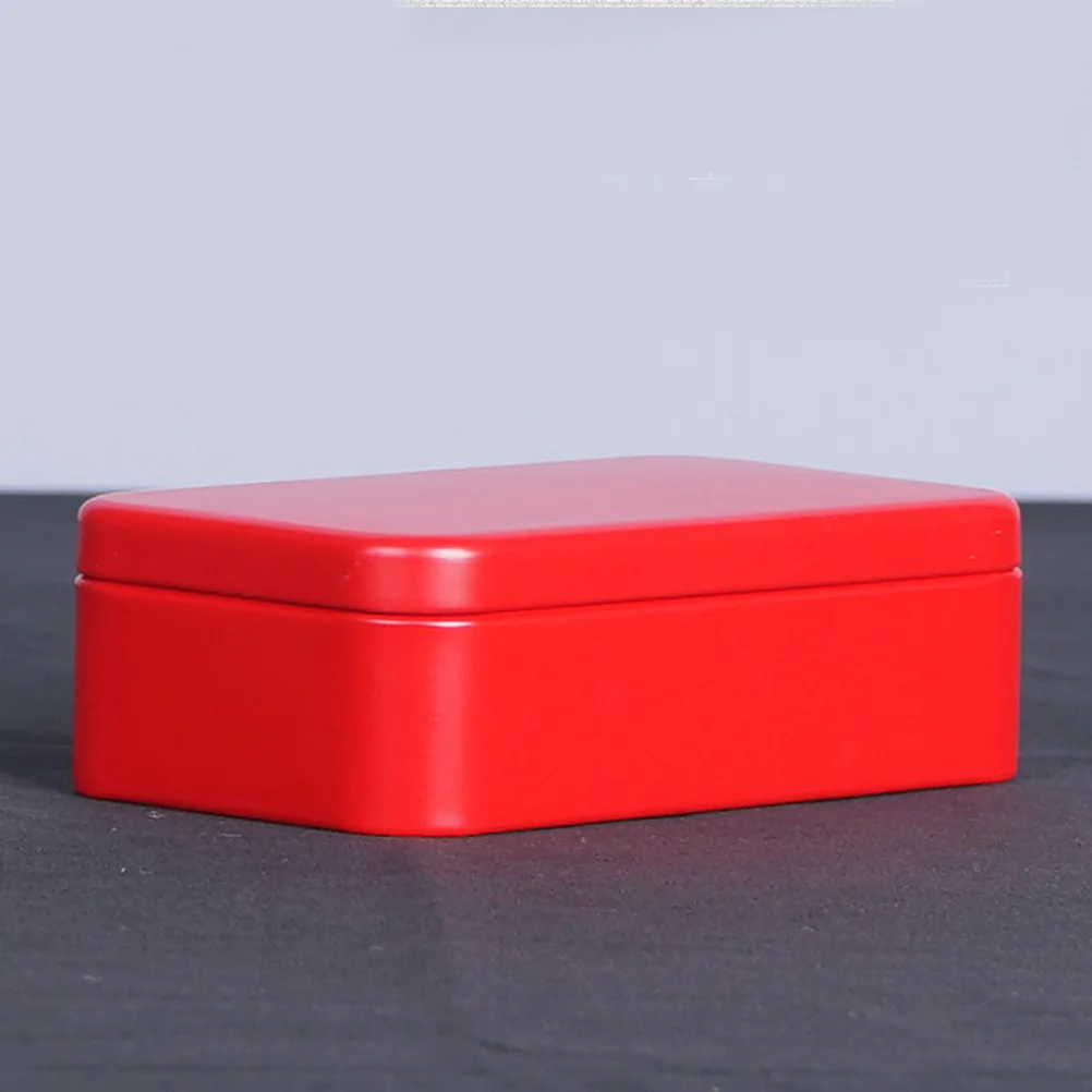 

4Pcs Metal Business Card Box Tinplate Tea Storage Sealed Square Mini Portable Can for Home Travel Green Red Tinplate Box
