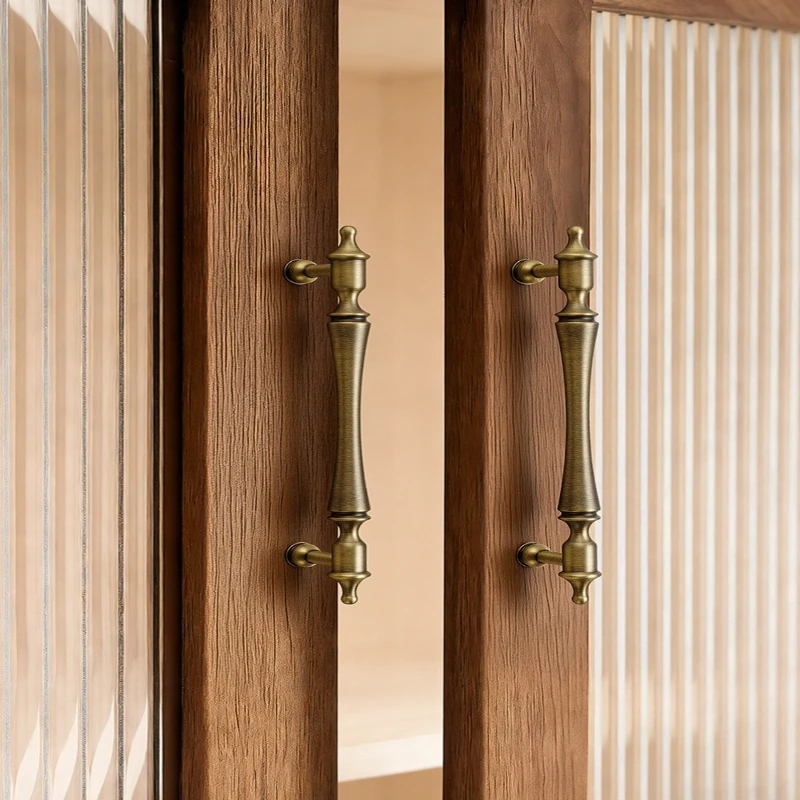 Light Luxury Creative Golden Brass Long Handle French Brass Cabinet Door Handle Modern Wardrobe Door Handle Simple Drawer Knob