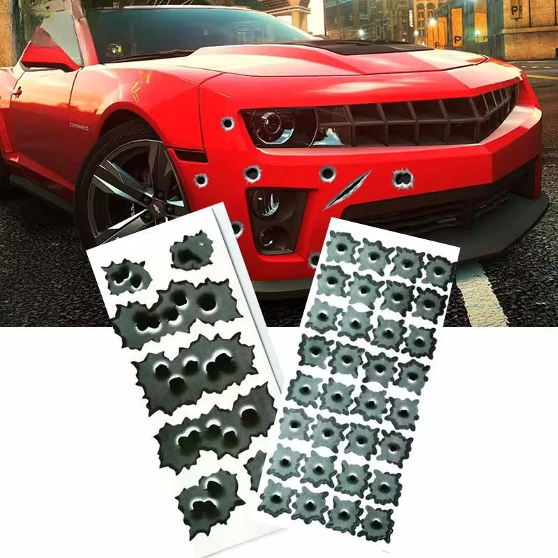 Personalized 3D Bullet Hole Car Stickers, Creative Bumper Body Side Decal, Funny Scratch, Fashion, Car Stickers attachment 1PCS