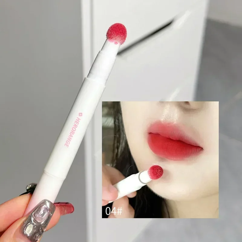 Lápiz labial líquido con aplicador de cojín, brillo de labios mate de terciopelo, hidratante, crema, rubor líquido suave, maquillaje multiusos