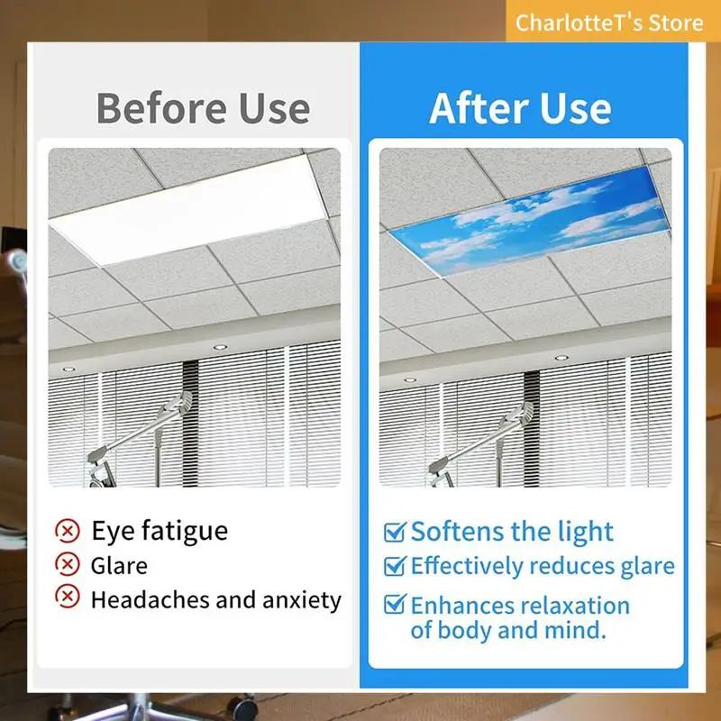 

4 Pcs Fluorescent Light Covers,Light Covers For Ceiling Lights Classroom, Magnetic Light Filters For Office-ABLI