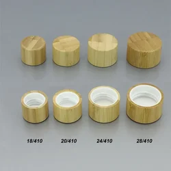 10Pcs Nature Wooden Cap 18mm 20mm 24MM 410 Bamboo Screw Top Bottle Caps for Essential Oil Perfume Packaging