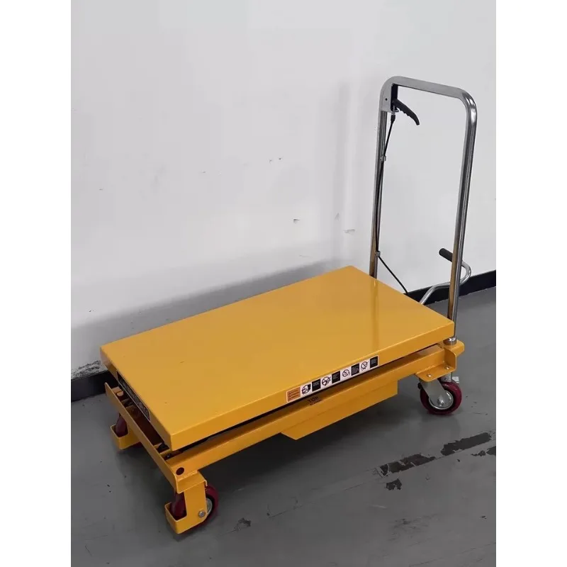 100KG 500KG Mobile Manual Hydraulic Scissor Lift    Hand Push Small Elevating Platform Moving Lift Machine