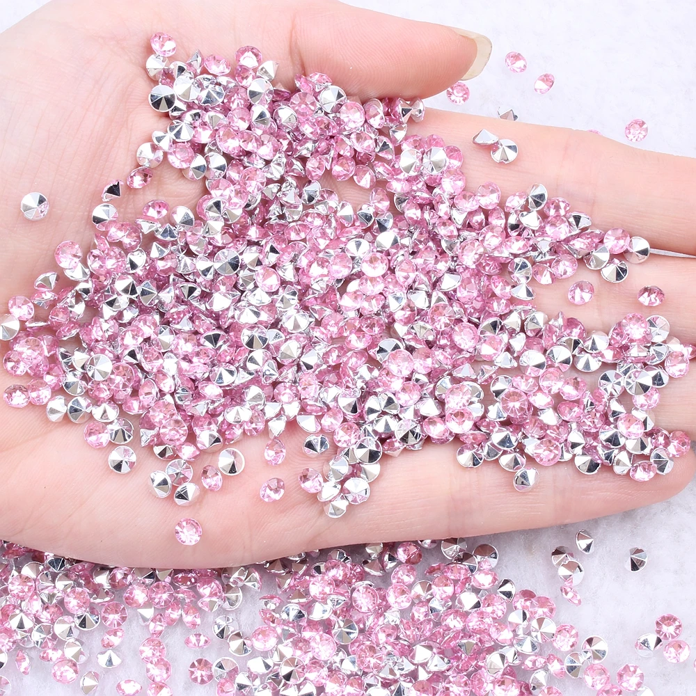 New Acrylic 5mm 1000pcs Rhinestones Many Colors Point Back Beads Glue On Round Shape Handimade Craft Ornament Diy Trimming