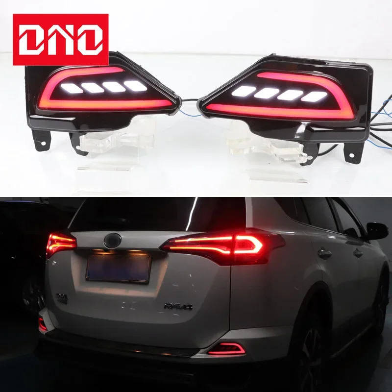 Car LED 12V Rear Bumper Fog Lamps For Toyota Rav4 2016 2017 2018 Brake Light Turn Signal Backup Reflector Lamp Taillights