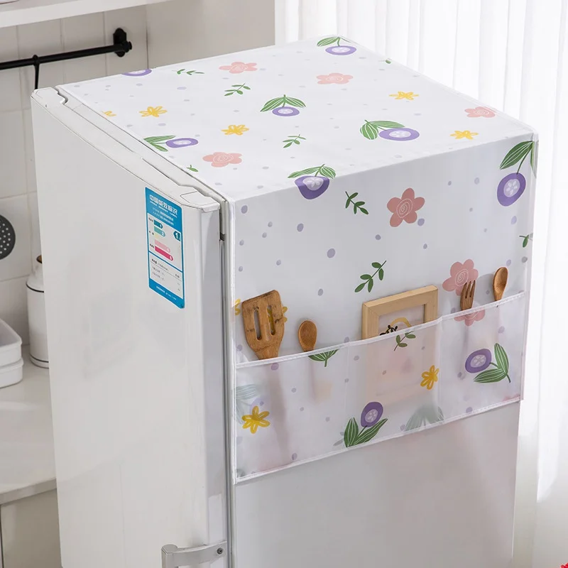 Refrigerator Dust Proof Cover With Storage Bag Multipurpose Household Cabinet Waterproof Dust Cover Cute Bear Fridge Top Cloth