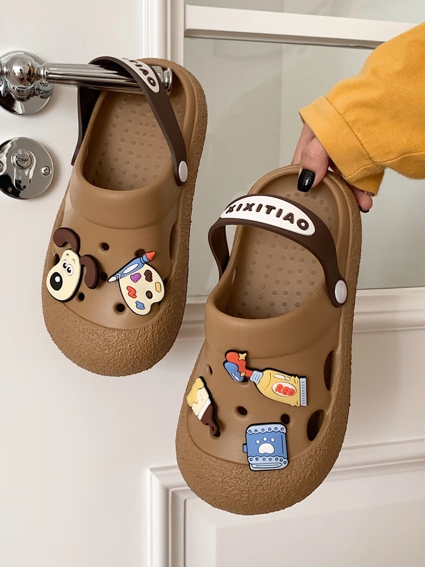 Cute Women Hole Garden Shoes New Soft Sole DIY Hole Dog Sandals Summer Cartoon Cool Slippers For Women