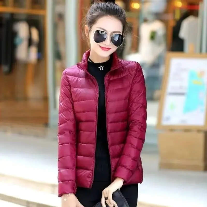 

New Women Cotton Jacket Autumn Winter Lightweight Down Cotton Coat Stand-up Collar Warm Korean version Casual Outerwear