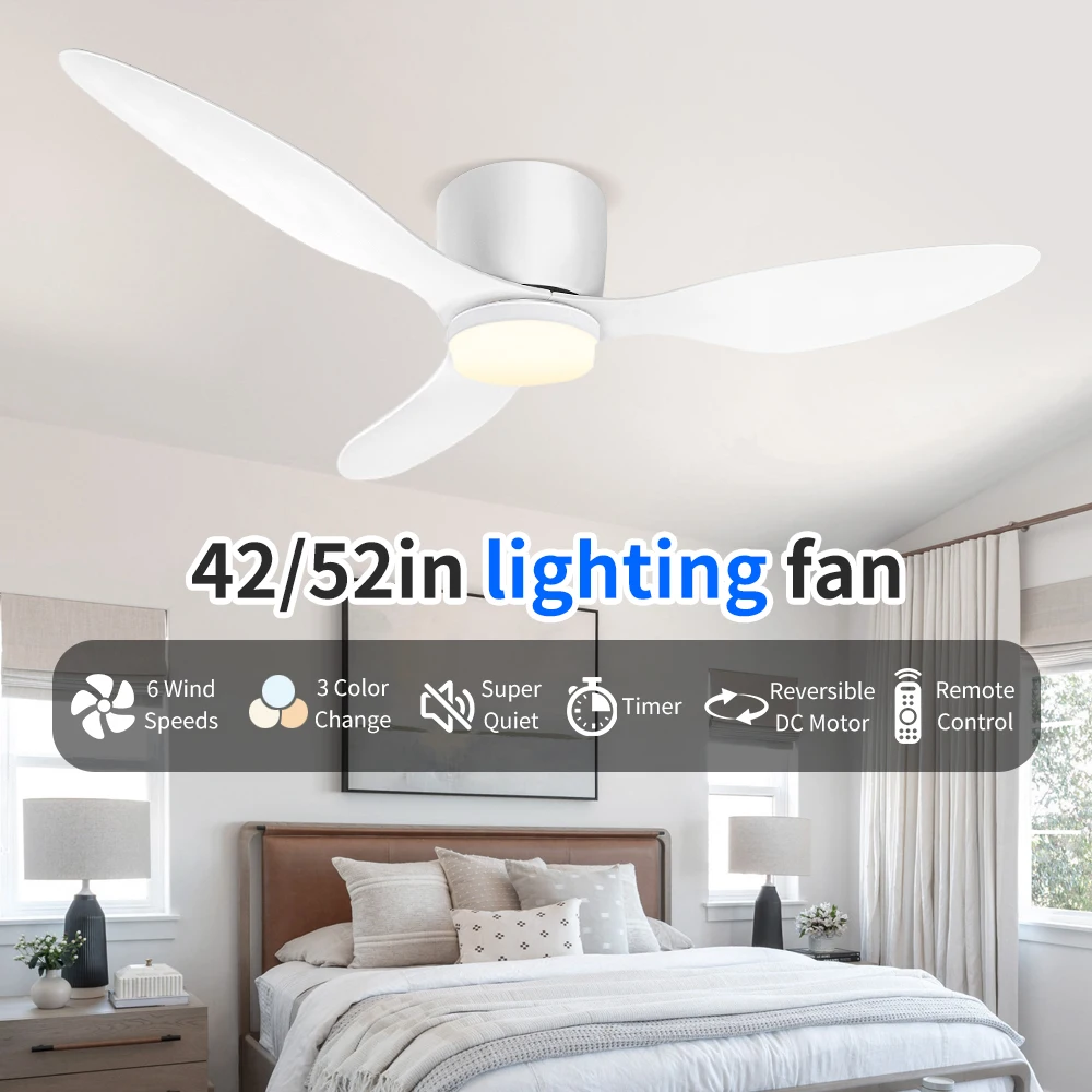 

Modern LED Ceiling Fan Light, Remote Control, High Airflow DC Motor, Indoor Lighting for Bedrooms, Living Rooms, and Dining Room