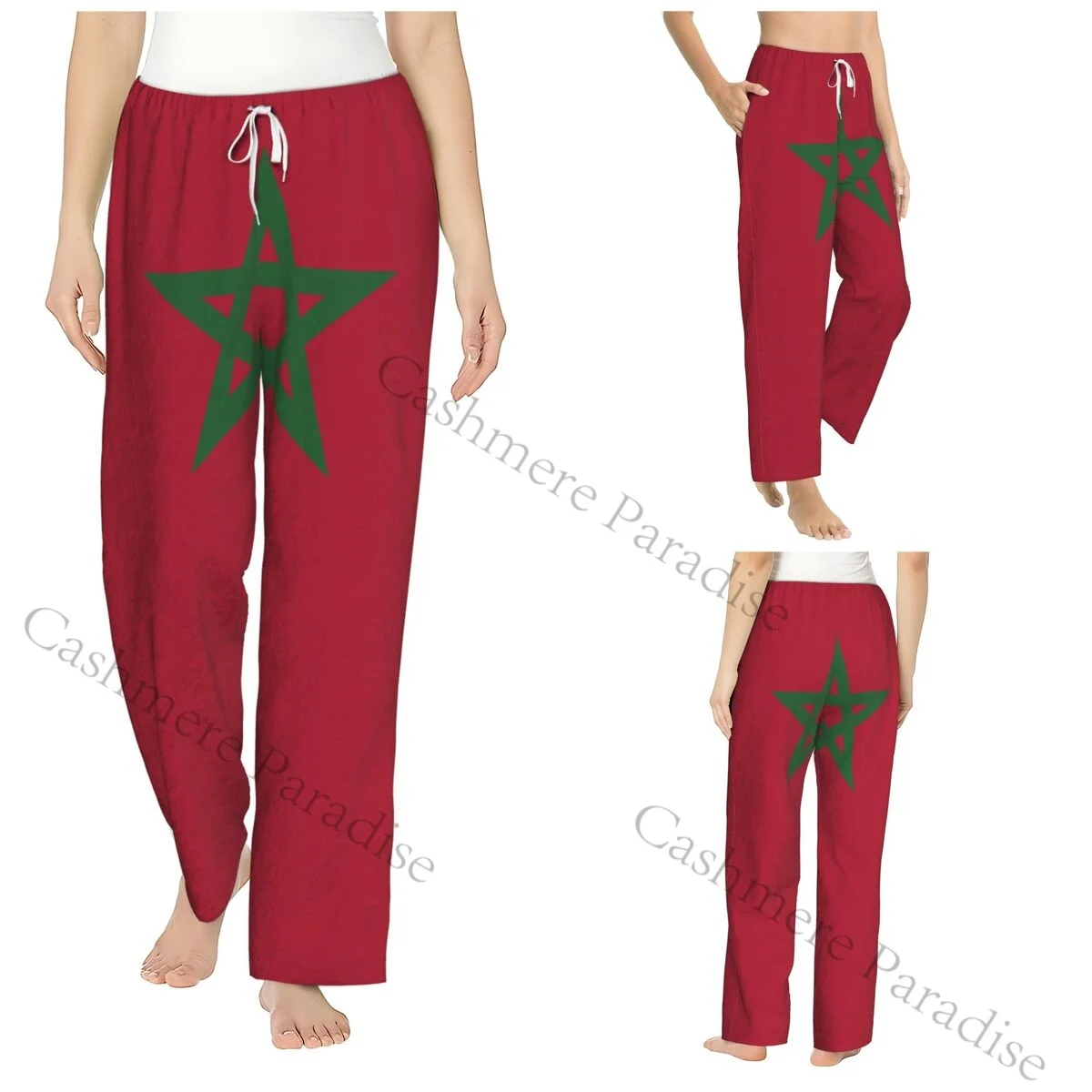 

Morocco Flag Flannel Pajama Pants for Women Soft Warm Sleep Pants with Elastic Waistband