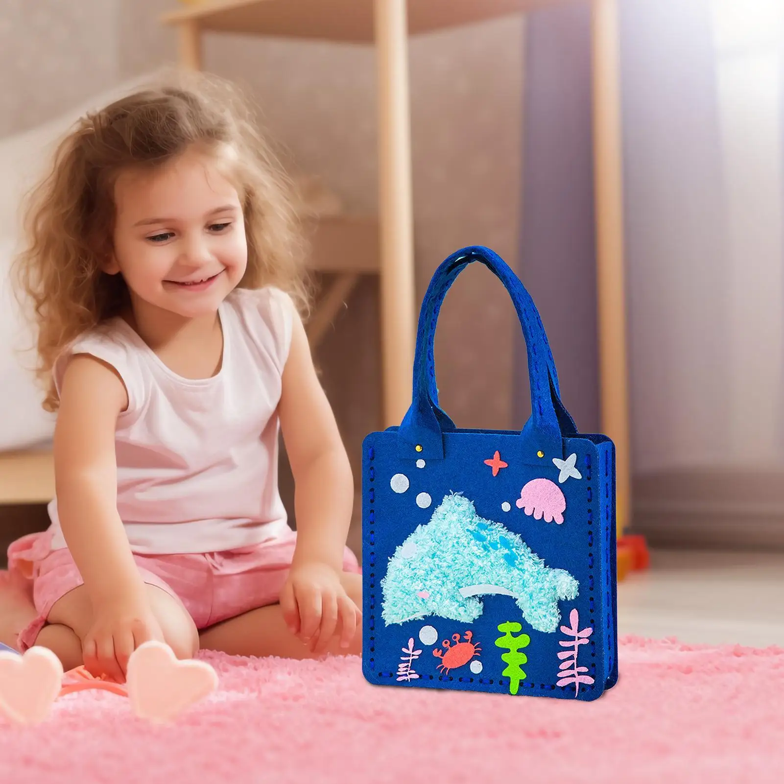 Tote Bags voor kinderen Handgemaakte schooltas Niet-geweven Tote Craft Kit voor naaien Opslag Kleuterschool Zomerschool Klaslokaal