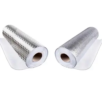 Papier peint auto-adhésif en aluminium de 5M, imperméable, résistant à l'huile et à l'humidité, pour armoire de cuisine, autocollants