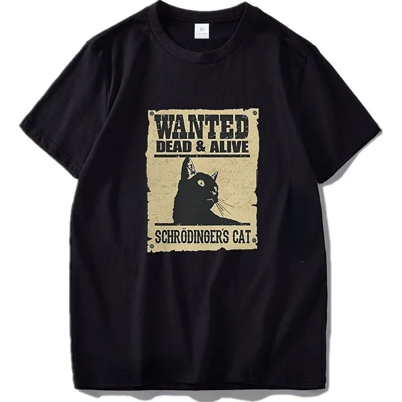 Summer Crewneck Men's T-shirt Women's T-shirt Want Buy Cat T-shirt Schrodinger Cat T-shirt Funny Geek Digital Print T-shirt