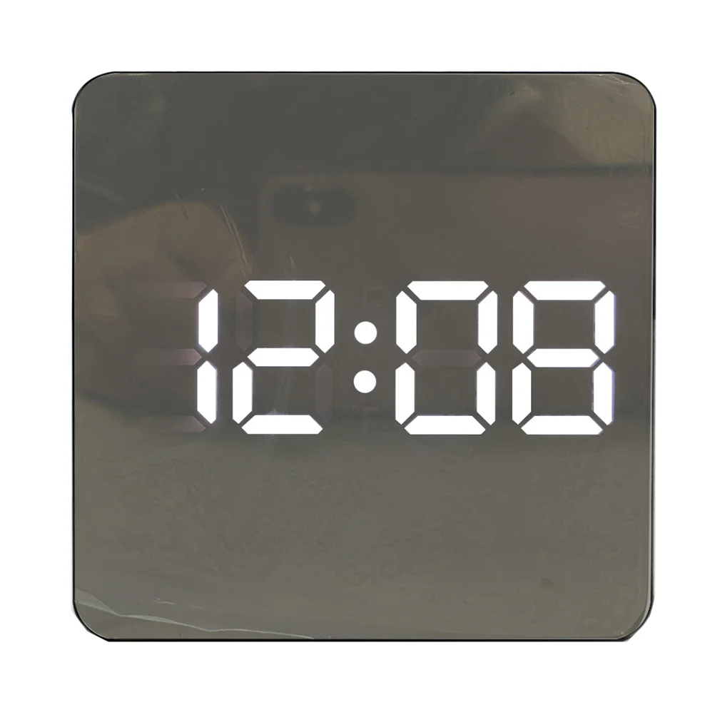 

Mirror Surface Modern LED Luminous Digital Alarm Clock High Performance for Bedroom Study Office Desktop Electronic Alarm Clock